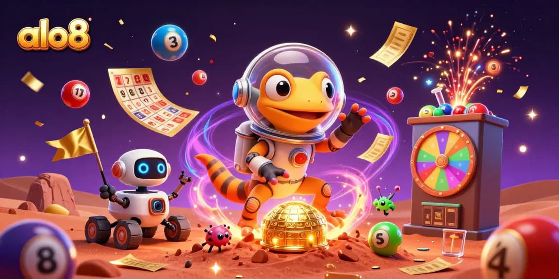Experience thrilling wins at alo8 as a cartoon Martian gecko discovers a golden casino.