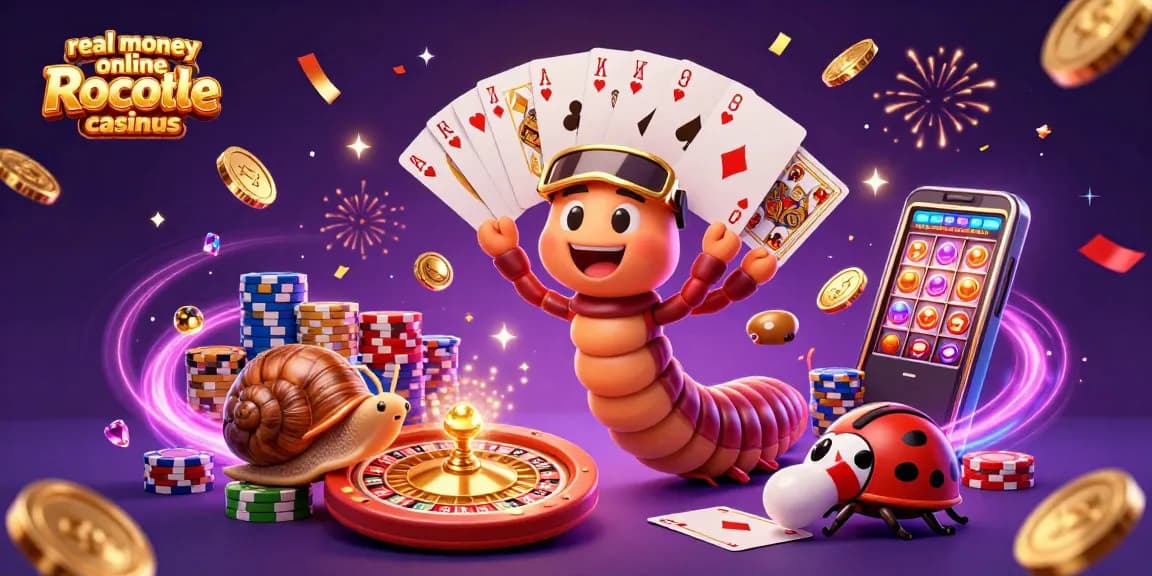 Experience exhilarating real money online roulette casinous with a vibrant casino scene featuring a millipede dealer and excitement!
