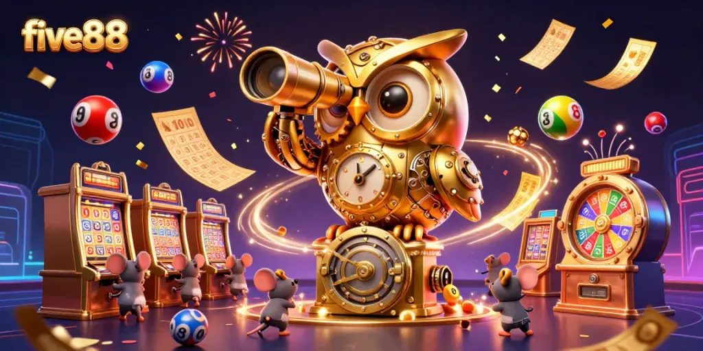 Engage in thrilling gameplay at five88 with our animated casino scene featuring dynamic elements and excitement.