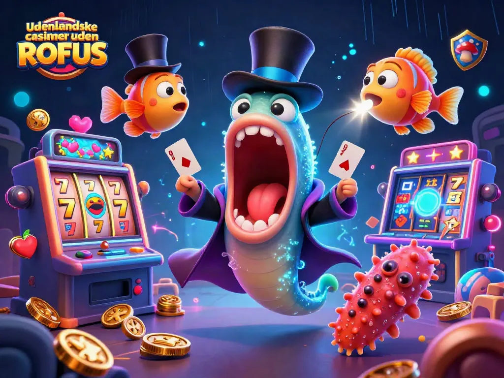 Play at udenlandske casinoer uden ROFUS with dynamic gaming elements and vibrant casino visuals.
