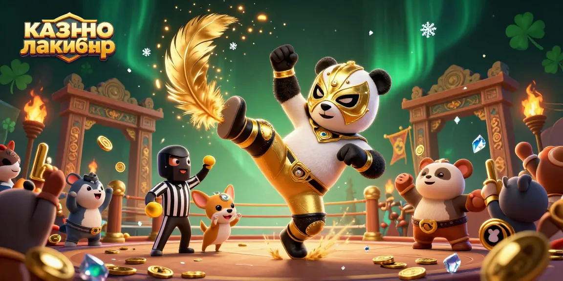 Experience thrilling gameplay at казино лакибир featuring a panda wrestler and wild crowd.