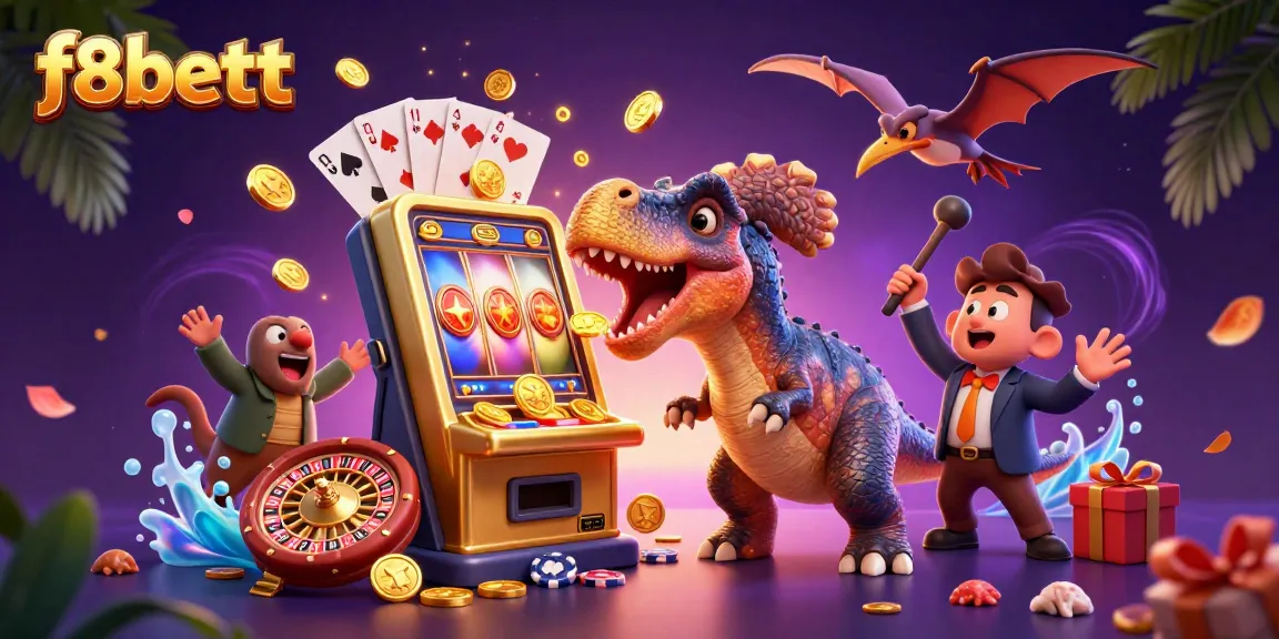 f8bettt pachycephalosaurus wins jackpot coins in a vibrant 3D casino scene